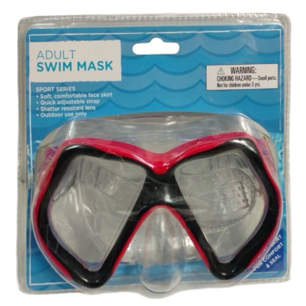 Red  Adult Swim Mask Sport Series Adjustable Strap Soft Face Skirt Comfort Seal